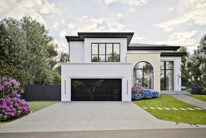 Front exterior rendering of 1427 Pathfinder Lane luxury home in McLean, Virginia.